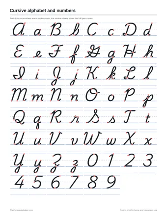 Preview of the alphabet and numbers printable